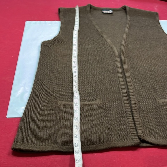 BROWN sweater vest grunge open front long knit front pockets grandpa grunge 90s - Picture 7 of 11